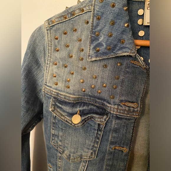 Zara Basic Spiky Studded Jean Jacket - New Without Tags - Picture 3 of 6